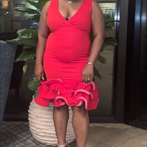 Red ruffle fashion nova dress
